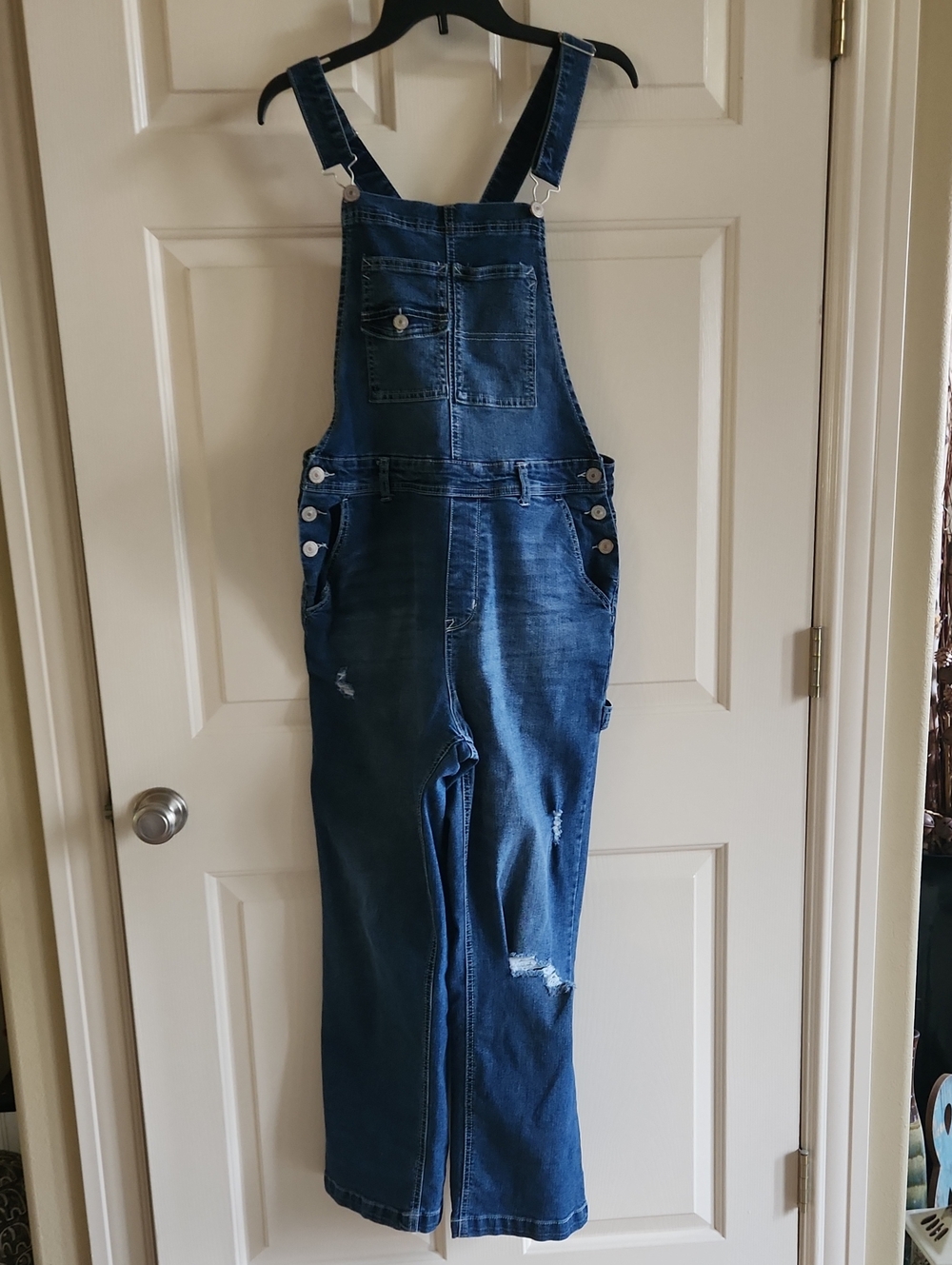 Wallflower Blue Distressed Denim Overall Jumpsuit
